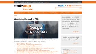 Google for Nonprofits FAQ | TechSoup Canada
