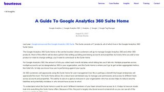 A Guide To Google Analytics 360 Suite Home | Bounteous