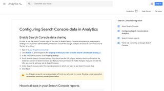 Configuring Search Console data in Analytics ... - Google Support