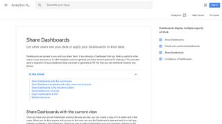 Share Dashboards - Analytics Help - Google Support