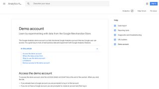 Demo account - Analytics Help - Google Support