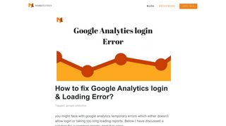 How to fix Google Analytics login & Loading Error? — MarketLytics