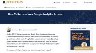 How To Recover Your Google Analytics Account - Jeffalytics