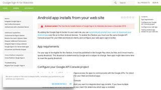 Android app installs from your web site | Google Sign-In for Websites ...