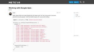 Working with Google Apis - help - Meteor forums