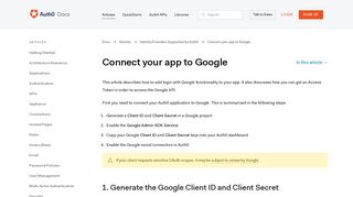 Connect your app to Google - Auth0