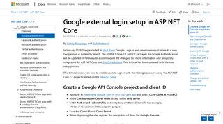 Google external login setup in ASP.NET Core | Microsoft Docs