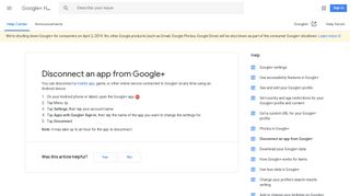 Disconnect an app from Google+ - Google+ Help - Google Support