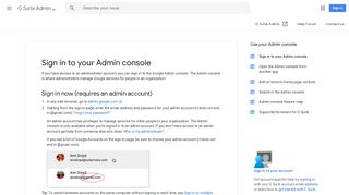 Sign in to your Admin console - G Suite Admin Help - Google Support