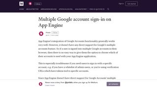 Multiple Google account sign in on App Engine - Potato
