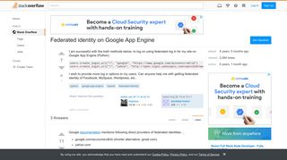 Federated identity on Google App Engine - Stack Overflow