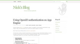 Using OpenID authentication on App Engine - Nick's Blog