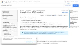 Users Python API Overview | App Engine standard ... - Google Cloud