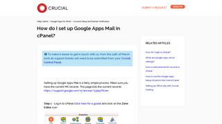 How do I set up Google Apps Mail in cPanel? – Help Centre - Crucial