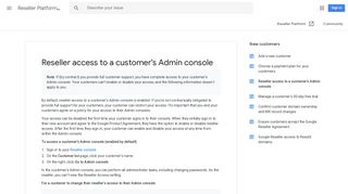 Reseller access to a customer's Admin console ... - Google Support