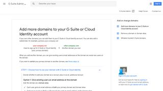 Add more domains to your G Suite or Cloud Identity ... - Google Support