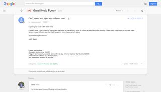 Can't logout and login as a different user. - Google Product Forums