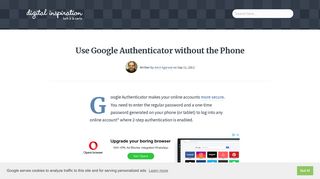 How to Use Google Authenticator without your Mobile Phone