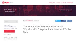 Add Two-Factor Authentication To Your Website with Google ... - Twilio