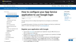 Configure Google authentication - Azure App Service | Microsoft Docs