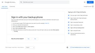 Sign in with your backup phone - Google Account Help - Google Support