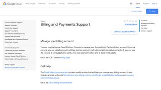 Billing and Payments Support | Support | Google Cloud