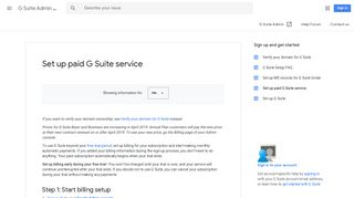 Set up paid G Suite service - G Suite Admin Help - Google Support