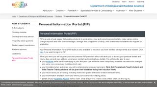 Personal Information Portal (PIP) - Oxford Brookes University