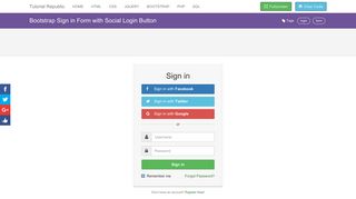 Bootstrap Sign in Form with Social Login Button Template