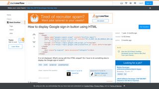 How to display Google sign-in button using HTML - Stack Overflow