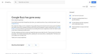 Google Buzz has gone away - Gmail Help