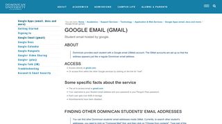 Google Email (gmail) — Dominican University of California