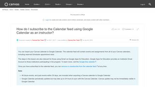 How do I subscribe to the Calendar feed using Google calendar?