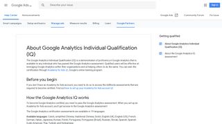 About Google Analytics Individual Qualification (IQ) - Google Ads Help