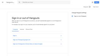 Sign in or out of Hangouts - Computer - Hangouts Help - Google Support