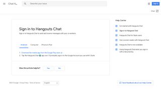 Sign in to Hangouts Chat - Android - Chat Help - Google Support