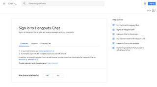 Sign in to Hangouts Chat - Computer - Chat Help - Google Support