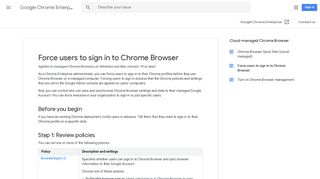 Force users to sign in to Chrome Browser - Google Chrome Enterprise ...