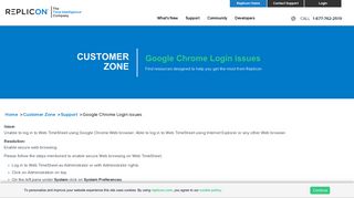 Google Chrome Login issues - Replicon