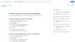 Control who can use your Chromebook ... - Google Support