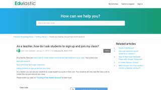 As a teacher, how do I ask students to sign up and join my class ...