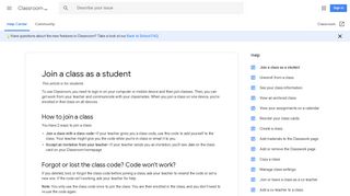 Join a class as a student - Computer - Classroom Help - Google Support