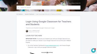 Login Using Google Classroom for Teachers and Students | Makers ...