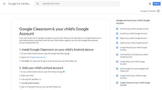 Google Classroom & your child's Google Account - Google For ...
