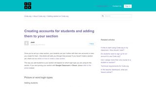 Creating accounts for students and adding them to your section ...