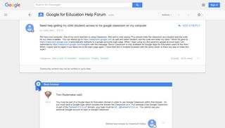 Need help getting my child (student) access to his google ...