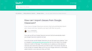How can I import classes from Google Classroom? | Quill.org Teacher ...