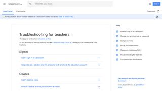 Troubleshooting for teachers - Classroom Help - Google Support