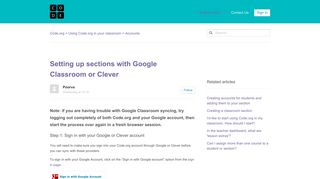 Setting up sections with Google Classroom or Clever – Code.org