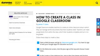 How to Create a Class in Google Classroom - dummies